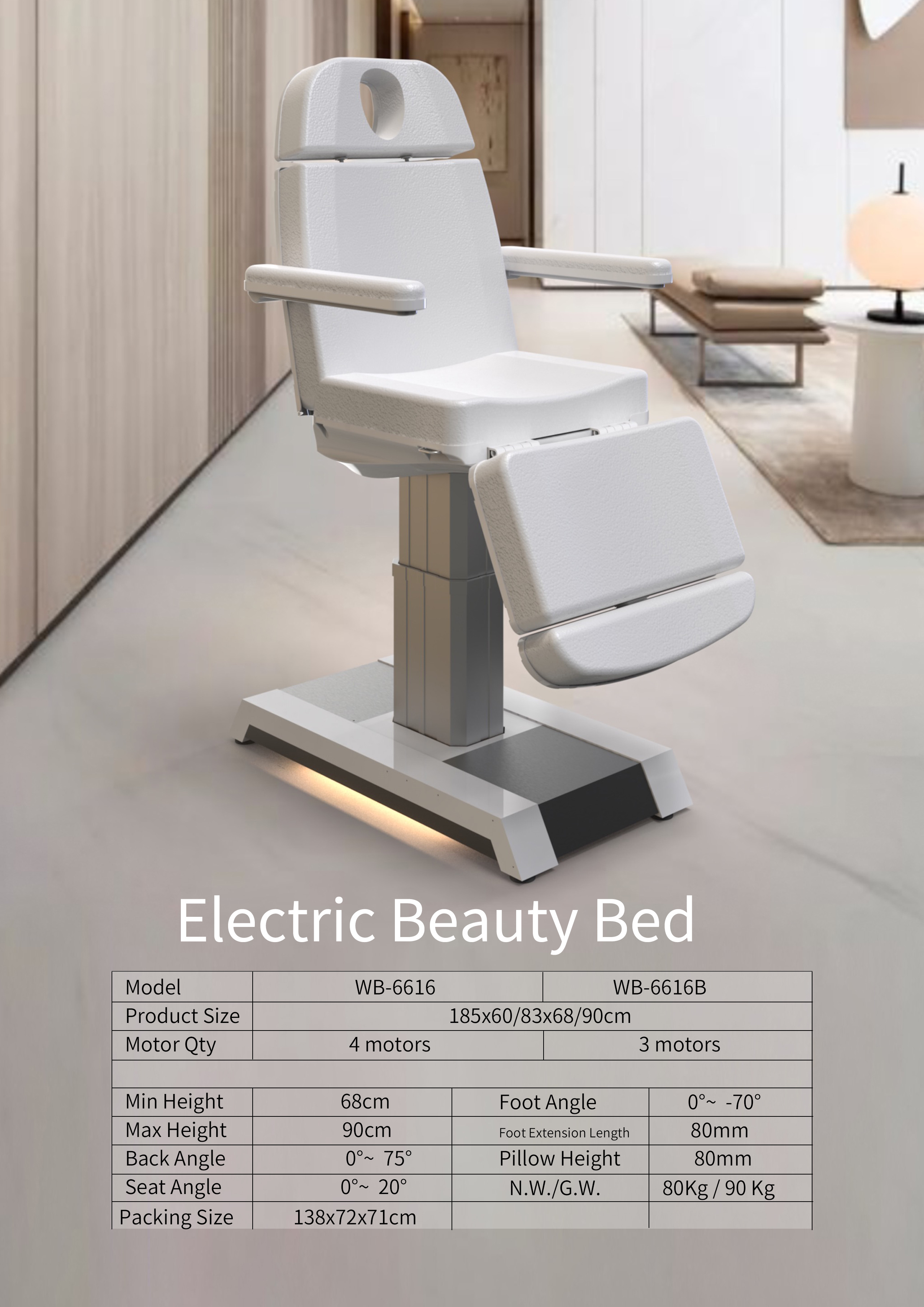 Guangzhou Factory In Stock Newest 4 Motors Electrical Beauty Bed 